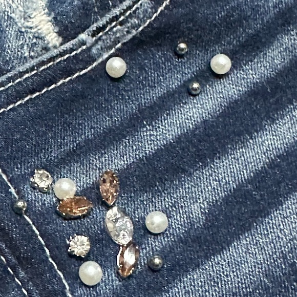 👖💎 MISS‎ ME Dark Wash Skinny Jeans | Women’s 26 | Distressed Bling Ankle Denim - Picture 5 of 7